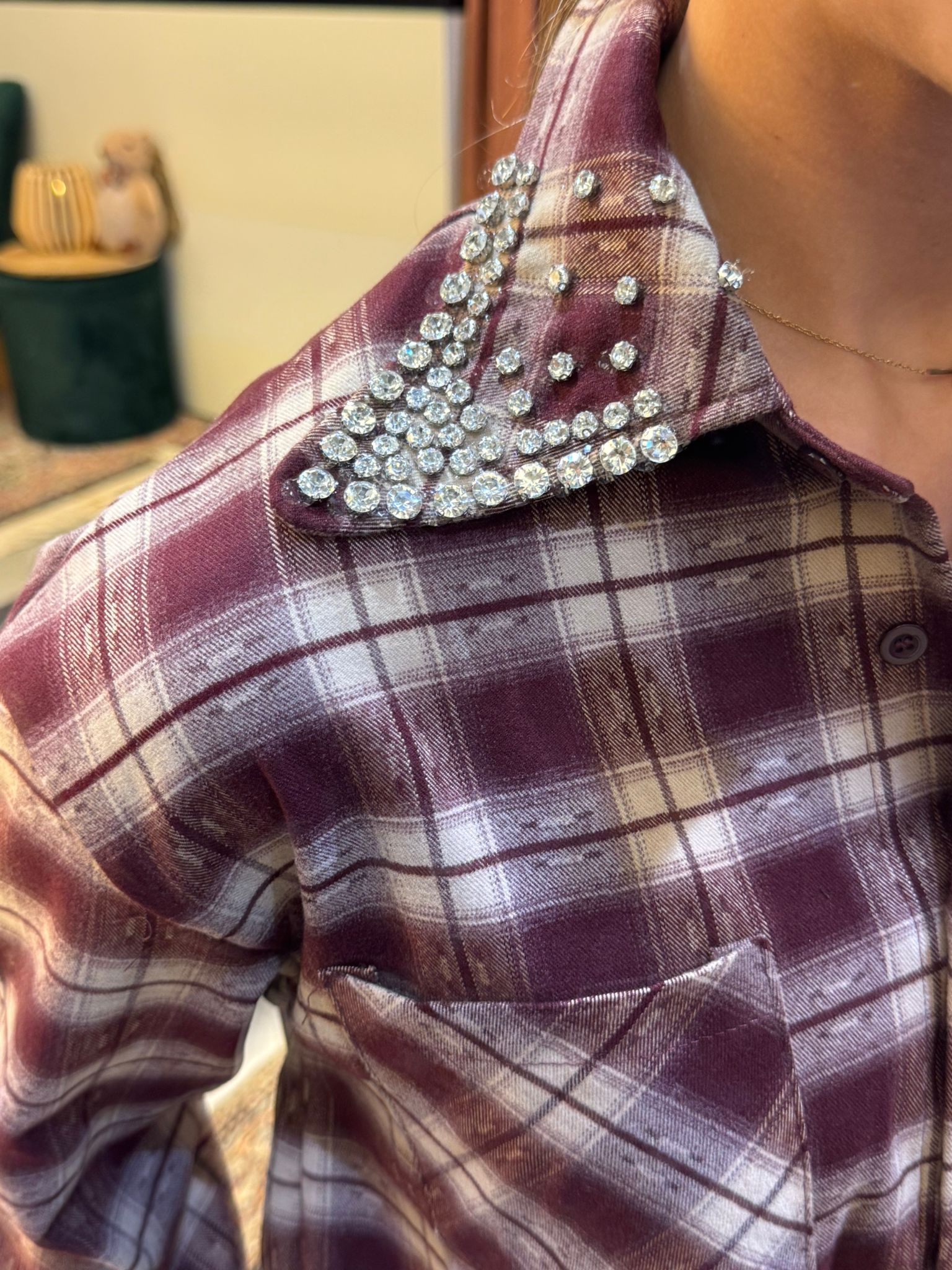 Blouse met Strass aan de kraag