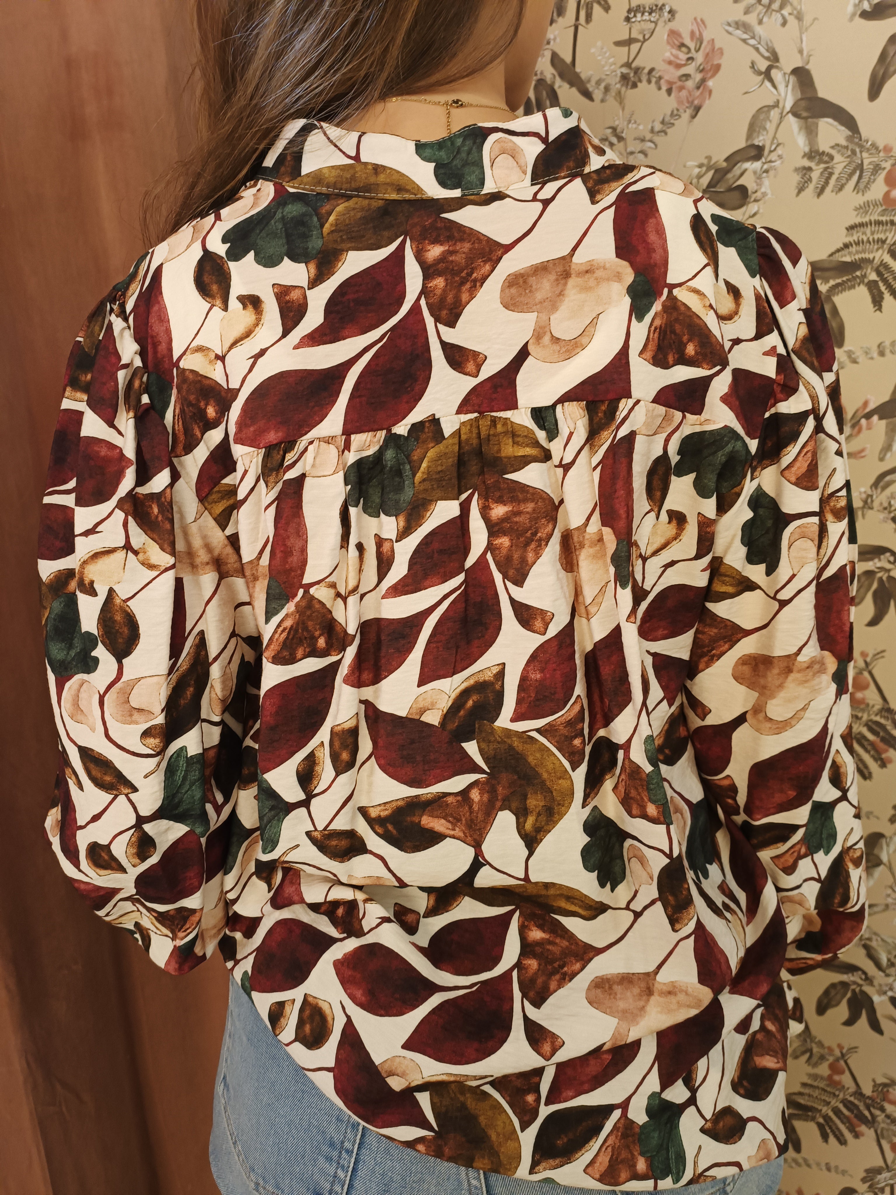 Blouse Bruin Groen blad