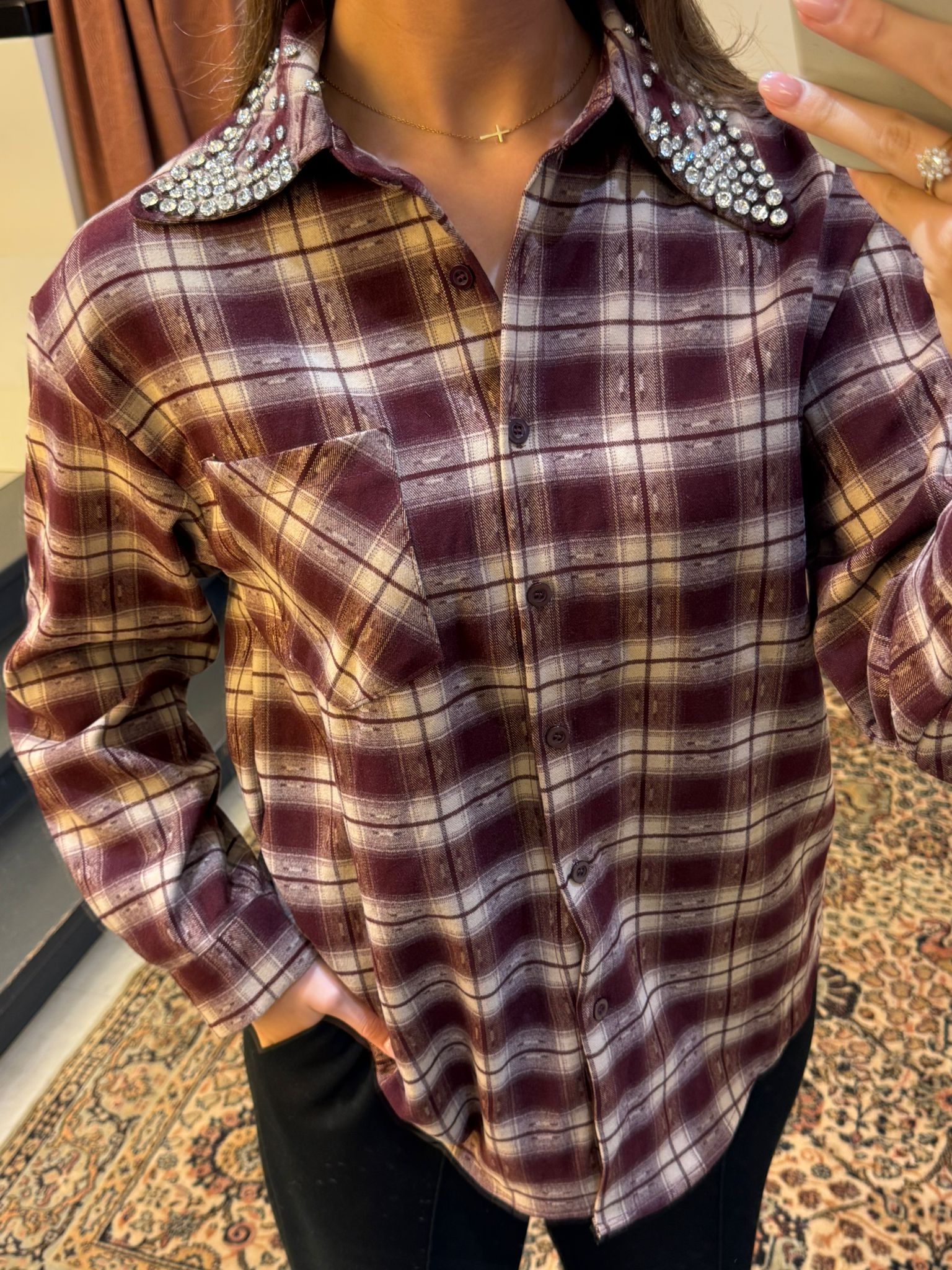 Blouse met Strass aan de kraag