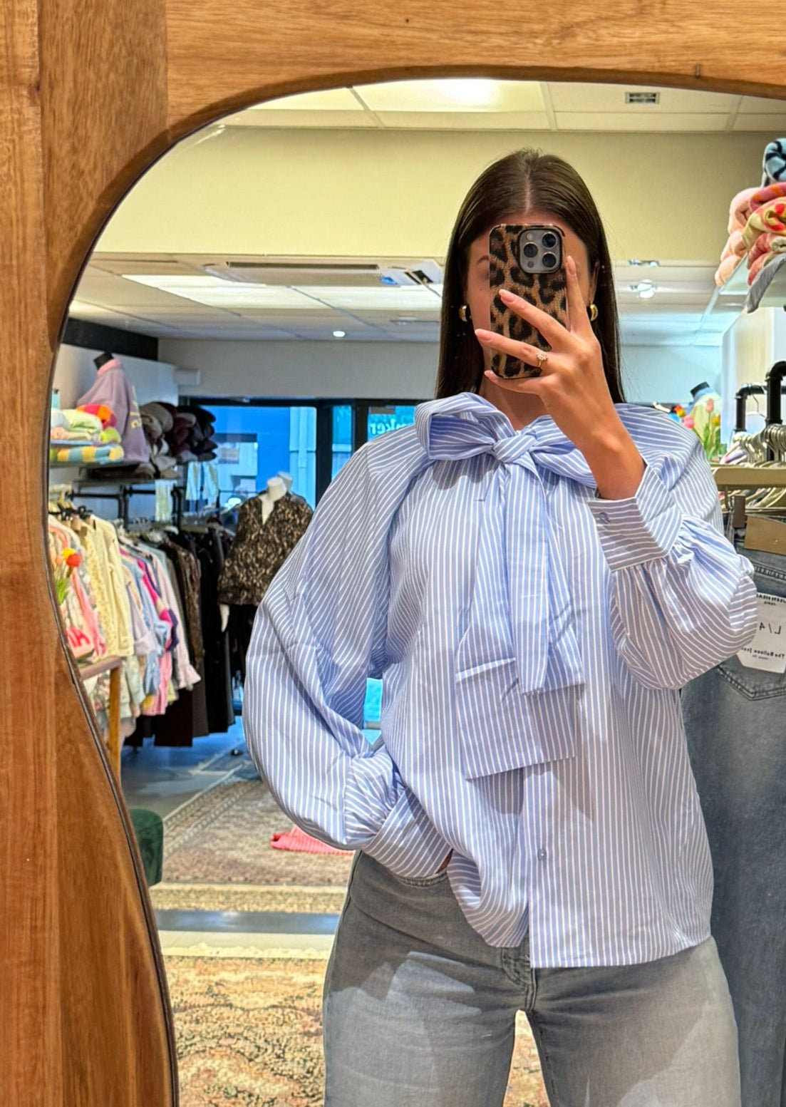 Blouse streep met strik