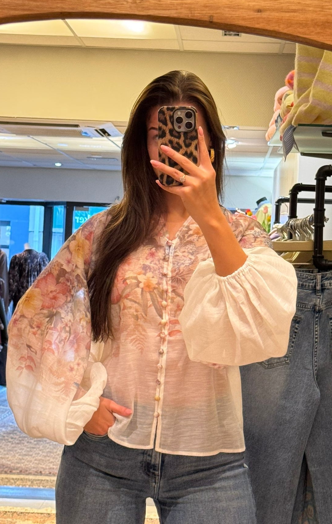 Blouse romantisch kleine bloem