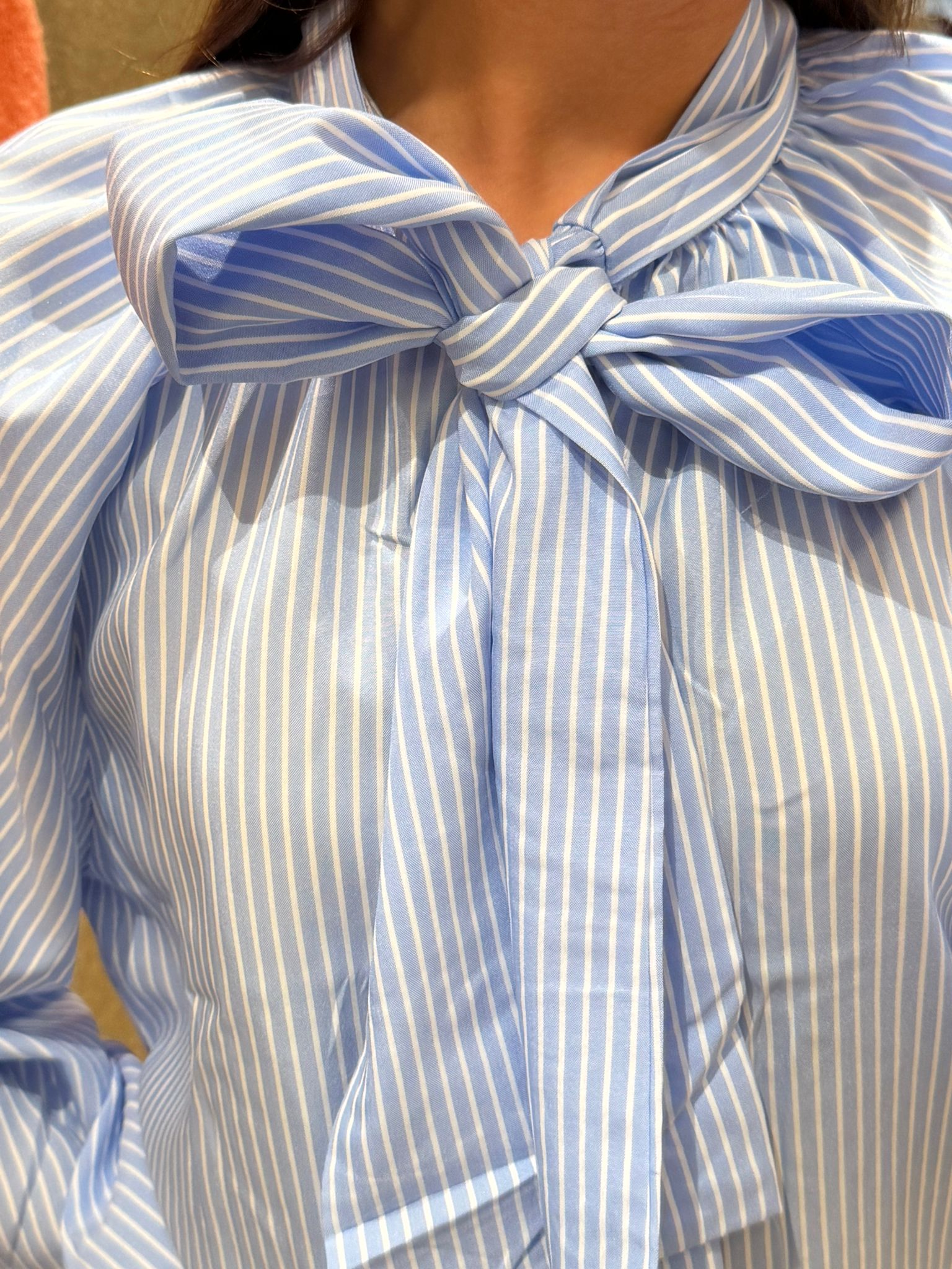 Blouse streep met strik