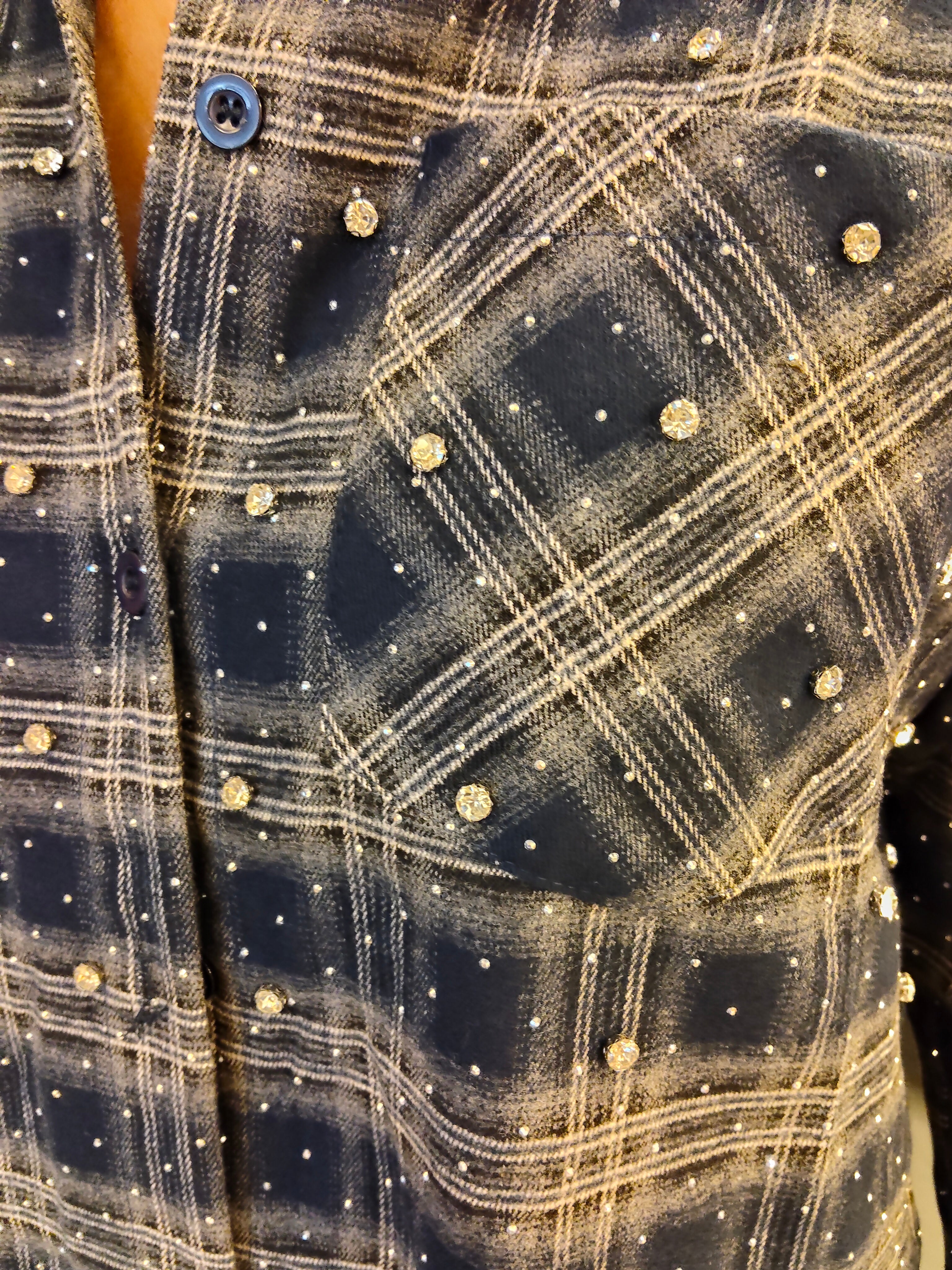 Blouse geruit met strass